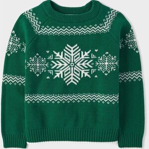 5T NWT boys Green Sweater with Snowflake Pattern